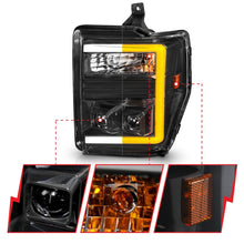 Cargar imagen en el visor de la galería, ANZO 08-10 Ford F-250 - F-550 Super Duty Proyector Faros con barra de luz Switchback Carcasa negra