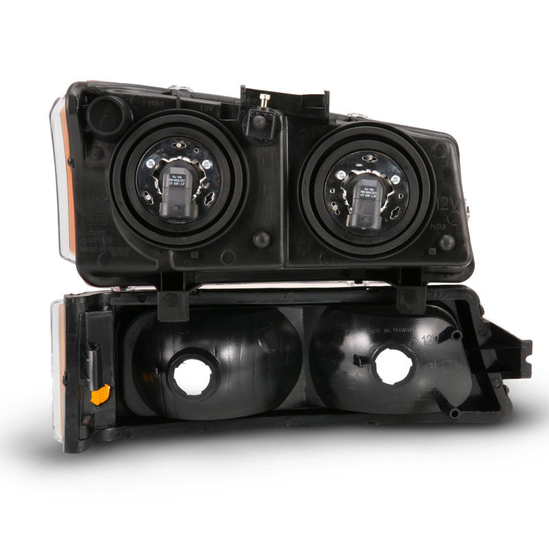ANZO 2003-2006 Chevy Silverado Crystal Faro con luz de señal negro ámbar (4 piezas)