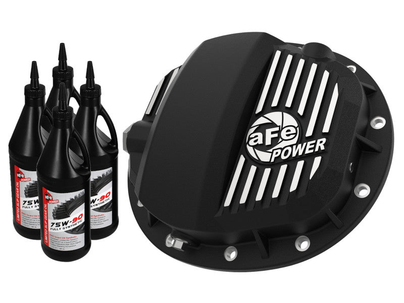 aFe Pro Series GMCH 9.5 Cubierta de diferencial trasero negra con aletas Mach y aceite para engranajes 19-20 GM Silverado/Sierra 1500
