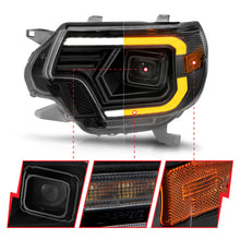 Cargar imagen en el visor de la galería, Faros delanteros tipo proyector ANZO 12-15 Toyota Tacoma - con barra de luz con carcasa negra