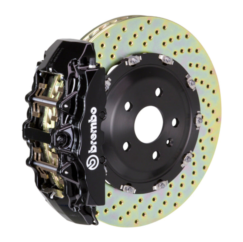 Brembo 05-11 A6 3.0T/4.2L Delantero GT BBK 6 pistones fundidos 380x34 2 piezas rotor perforado-negro