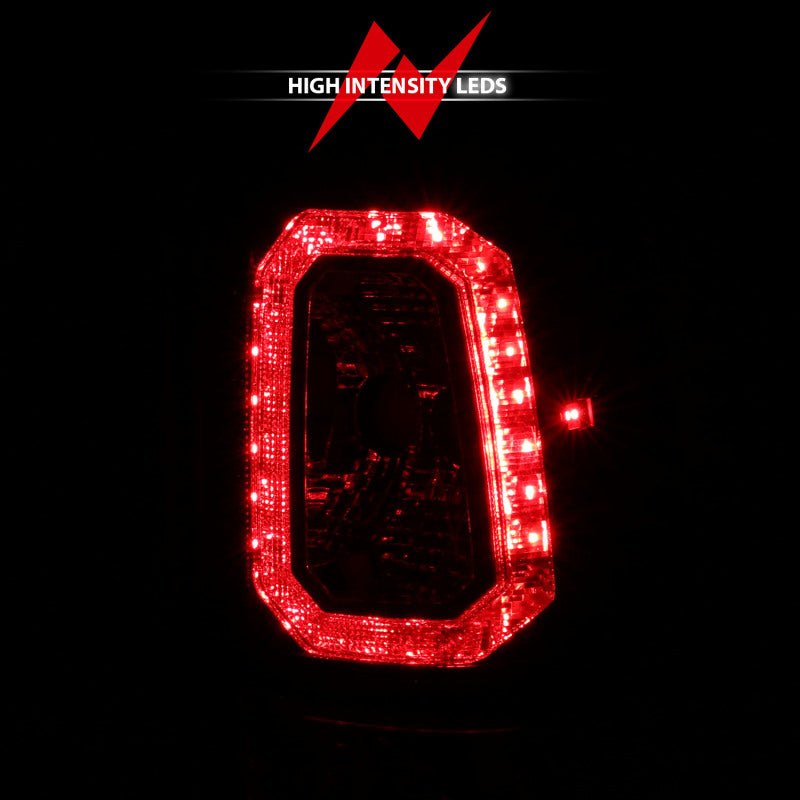 ANZO 1999-2002 Chevy Silverado 1500 luces traseras LED estilo tablón cromadas con lente roja/transparente