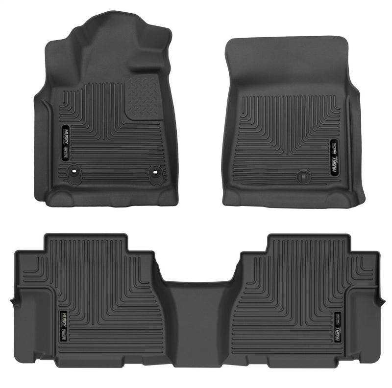 Husky Liners 12-22 Toyota Sequoia Weatherbeater Revestimientos de piso para asiento delantero y segundo, color negro