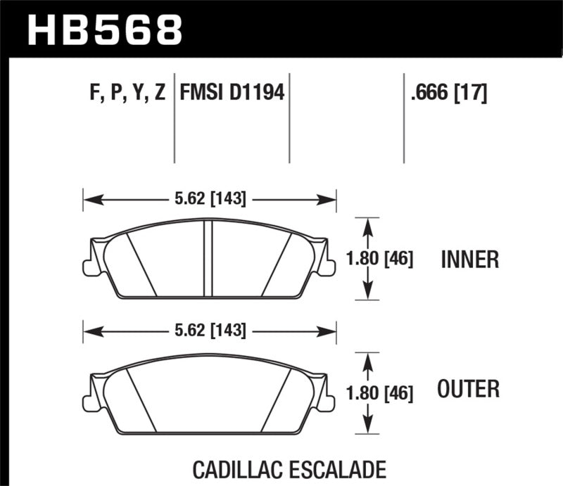 Pastillas de freno traseras Hawk 07-14 Cadillac Escalade / EXT / ESV HPS 5.0