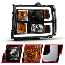 Cargar imagen en el visor de la galería, ANZO 2007-2013 Gmc Sierra 1500 Proyector Faro estilo tablón negro con lente transparente ámbar