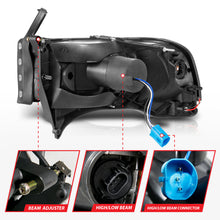 Cargar imagen en el visor de la galería, ANZO 94-02 Dodge RAM Crystal Faro delantero - con barra de luz, carcasa negra