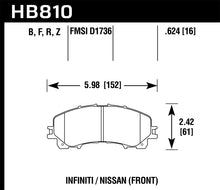 Cargar imagen en el visor de la galería, Pastillas de freno delanteras Hawk 14-17 Infiniti Q50 Base HPS Street