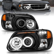 Cargar imagen en el visor de la galería, ANZO 1995-2001 Ford Explorer Faros delanteros con proyector con halo negro 1 pieza
