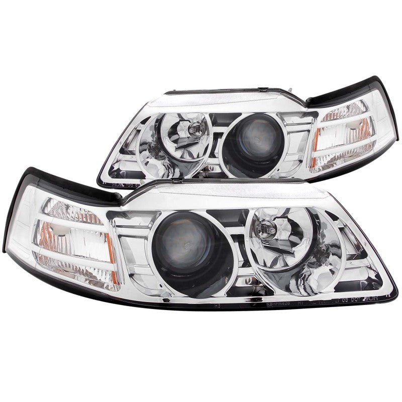 ANZO 1999-2004 Ford Mustang proyector faros cromados