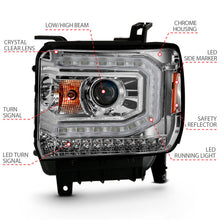 Cargar imagen en el visor de la galería, ANZO 2016-2019 Gmc Sierra 1500 Proyector Faro estilo tablón cromado con señal ámbar secuencial
