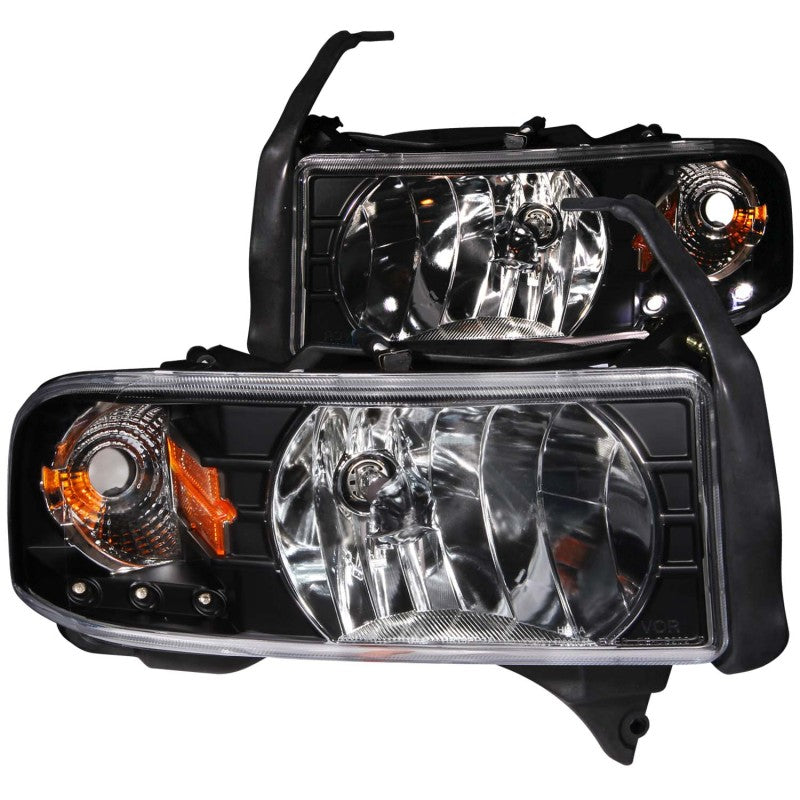 ANZO 1994-2001 Dodge Ram Crystal Faros delanteros negros con LED
