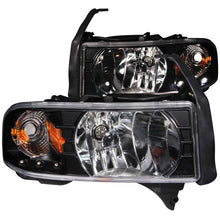 Cargar imagen en el visor de la galería, ANZO 1994-2001 Dodge Ram Crystal Faros delanteros negros con LED