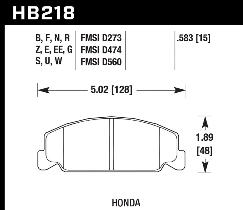 Hawk 84-85 Honda Accord / 88-00 Civic / 88-91 CRX 0.591 in DTC-60 Pastillas de freno delanteras