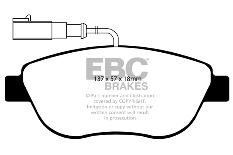 Pastillas de freno delanteras EBC 12+ Fiat 500 1.4 Turbo Abarth Yellowstuff