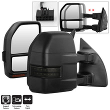 Cargar imagen en el visor de la galería, xTune 08-15 Ford Super Duty LED Telescoping Manual Mirrors - Smk (Pair) (MIR-FDSD08S-G4-MA-RSM-SET)