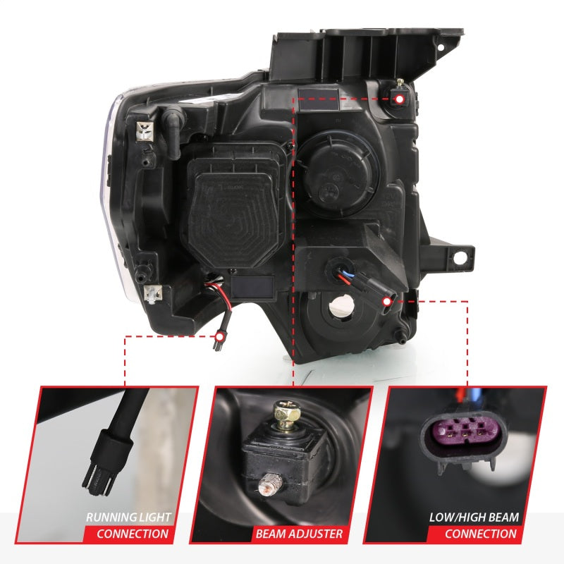 ANZO 2009-2014 Ford F-150 Faros delanteros proyectores con Halo Chrome (CCFL) G2