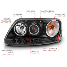Cargar imagen en el visor de la galería, ANZO 1997-2003 Ford F-150 Faros delanteros con proyector con halo negro (CCFL)