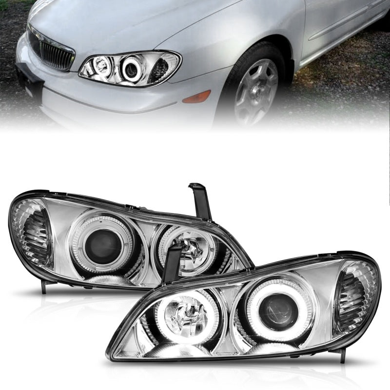 ANZO 2000-2004 Infiniti I30 Faros delanteros con proyector cromado Halo