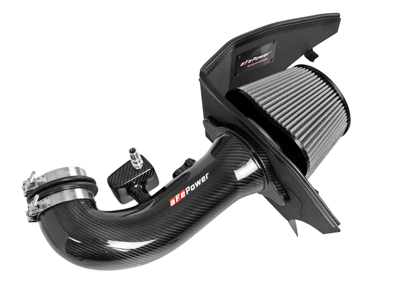 aFe 19-21 GM Trucks 5.3L/6.2L Track Series Sistema de admisión de aire frío de fibra de carbono con filtros Pro Dry S