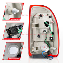 Cargar imagen en el visor de la galería, ANZO 1997-2004 Dodge Dakota luces traseras LED con carcasa cromada, par de lentes rojas