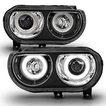 Cargar imagen en el visor de la galería, ANZO 2008-2014 Dodge Challenger Projector Headlights w/ Halo Black (CCFL)