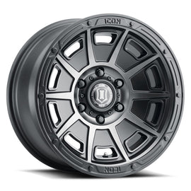 ICON Victory 17x8.5 6x5.5 0.000 in Offset 4.75in BS Rueda de tinte negro satinado ahumado