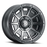 ICON Victory 17x8.5 6x5.5 0.000 in Offset 4.75in BS Rueda de tinte negro satinado ahumado