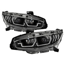 Cargar imagen en el visor de la galería, Spyder Honda Civic 16- 2DR/4DR/Hatchback Projector Headlights - Black PRO-YD-HC16SI-SEQGR-BK
