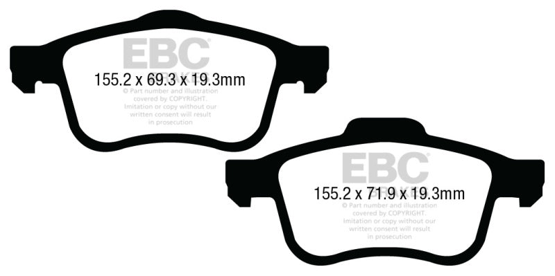 Pastillas de freno delanteras EBC 13+ Fiat 500L 1.4 Turbo Greenstuff