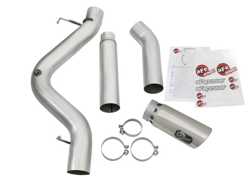 Escape Atlas aFe de acero aluminizado con respaldo DPF de 5 pulgadas con puntas pulidas 16-17 GM Diesel Truck V8-6.6L (td)