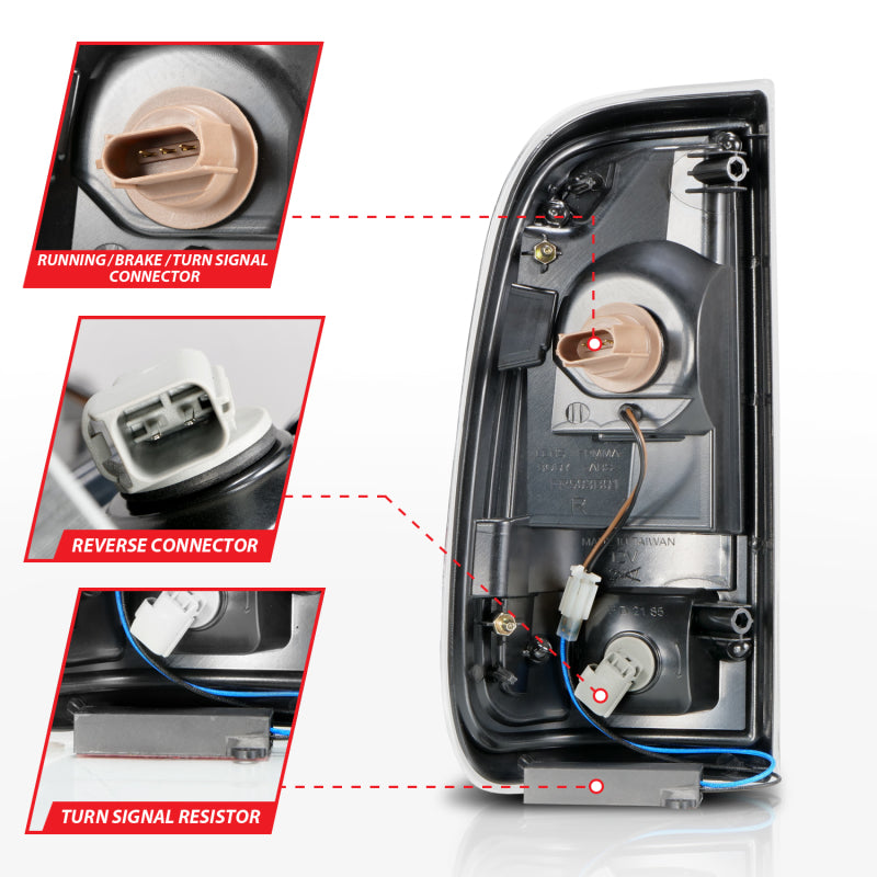 ANZO 2008-2016 Ford F-250 LED trasero con barra de luces, carcasa negra, lente ahumada