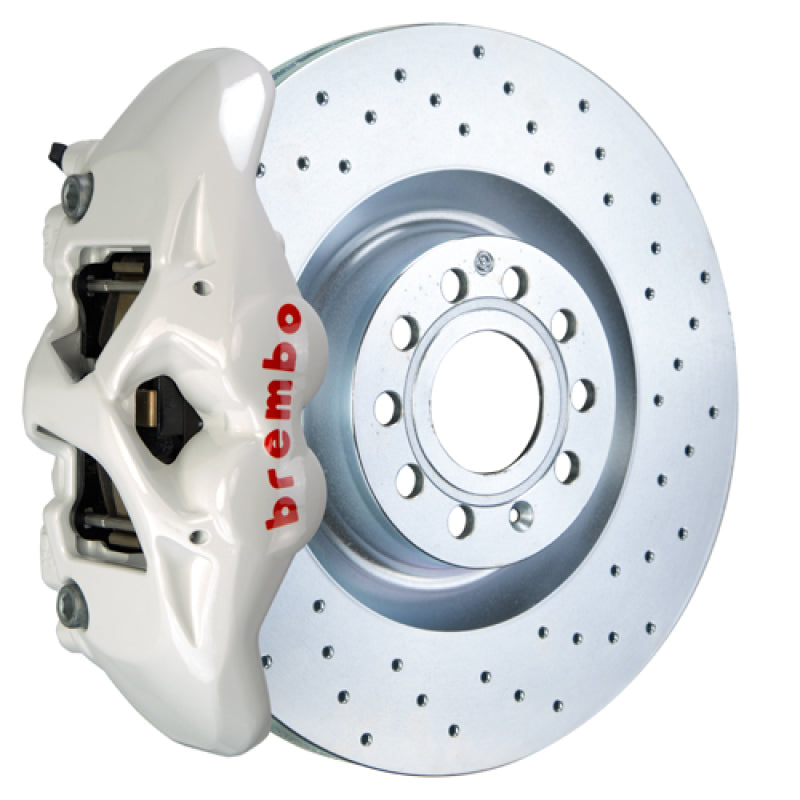 Brembo 05-10 Jetta GLI Front GT BBK 4 pistones fundidos 345x30 1 pieza rotor perforado-blanco
