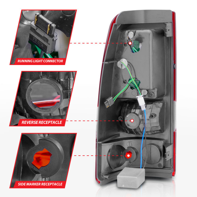 ANZO 2003-2006 Chevrolet Silverado 1500 luces traseras LED rojo/transparente