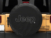 Cargar imagen en el visor de la galería, Officially Licensed Jeep 66-18 CJ5/ CJ7/ Wrangler YJ/ TJ/JK Outline Logo Spare Tire Cover- 32In