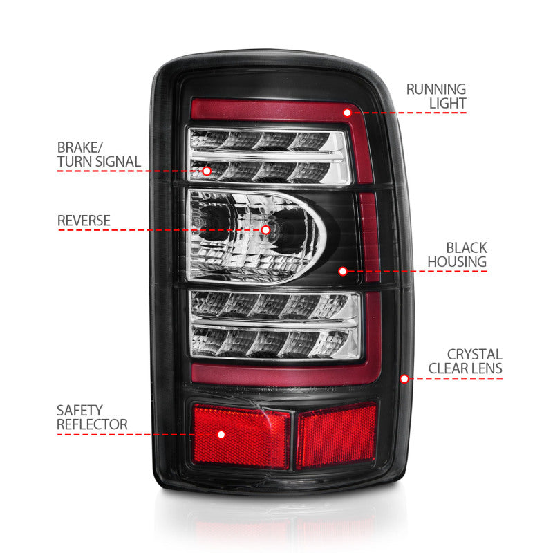 ANZO 2000-2006 Chevrolet Tahoe luces traseras LED con lente transparente carcasa negra