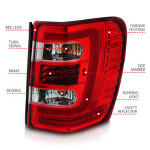 Cargar imagen en el visor de la galería, ANZO 1999-2004 Jeep Grand Cherokee luces traseras LED con barra de luz, carcasa cromada, lente roja/transparente