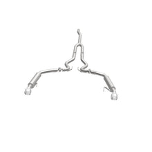 Cargar imagen en el visor de la galería, MagnaFlow Cat-Back 15-16 Ford Mustang 2.3L L4 Competition SS 3 pulgadas, parte trasera doble dividida, puntas negras de 4.5 pulgadas