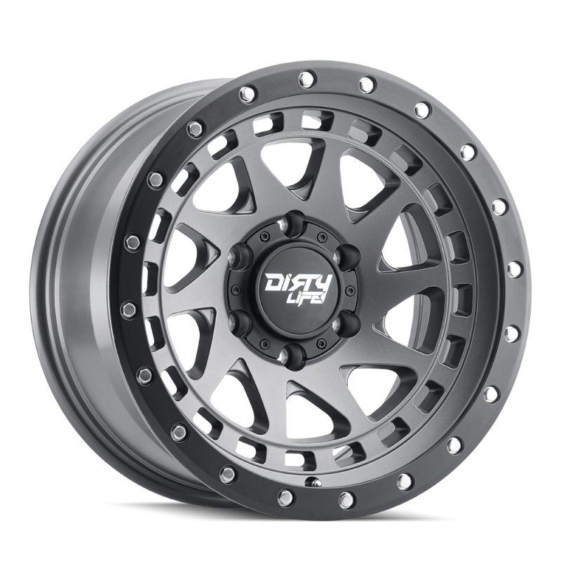 Dirty Life 9311 Enigma Pro 17x9/5x139.7 BP/-38mm Offset/108.1mm Hub Rueda de grafito satinado - Beadlock
