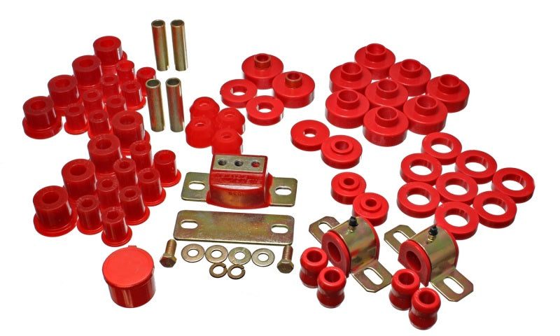 Energy Suspensión 76-79 Jeep CJ/CJ7 Juego de bujes maestros Hyper-Flex rojos
