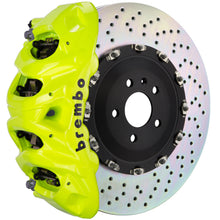Cargar imagen en el visor de la galería, Brembo 20+ Corvette C8/C8 Z51 Delantero GT BBK 6 pistones fundidos 380x34 2 piezas Rotor perforado - Fluo. Amarillo