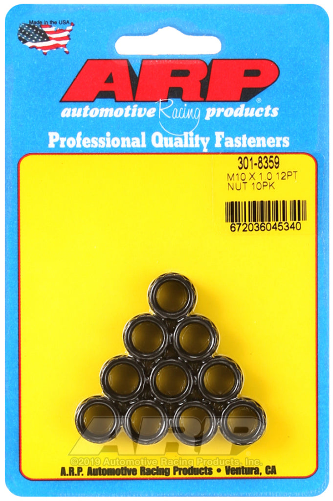 ARP M10 x 1.00 12-Point Nut Kit (Pack of 10)