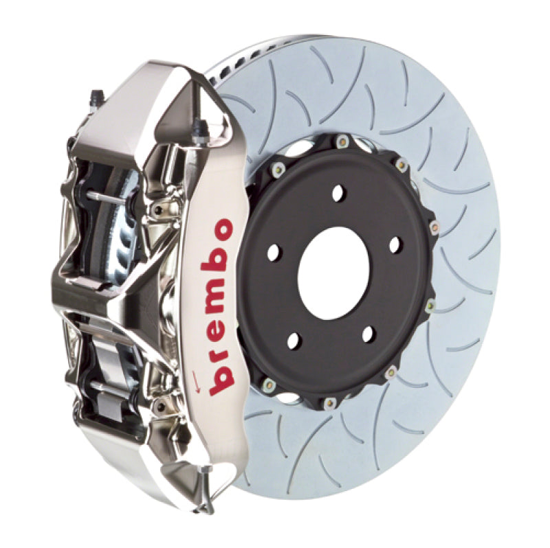 Brembo 12-13 Golf R (Mk6) Delantero GTR BBK 6 Pistón Billet 350x34 2pc Rotor Ranurado Tipo 3 - Níquel