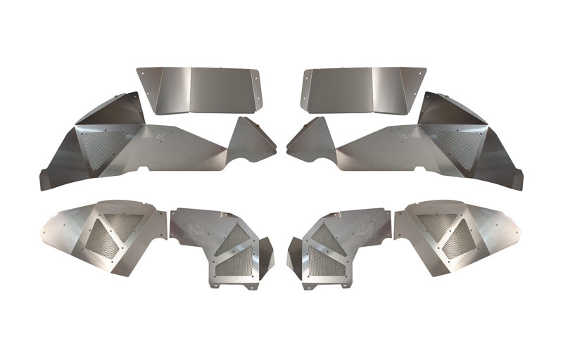 Fishbone Offroad 2018+ Jeep Wrangler JL Juego delantero/trasero de 4 guardabarros interiores de aluminio crudo