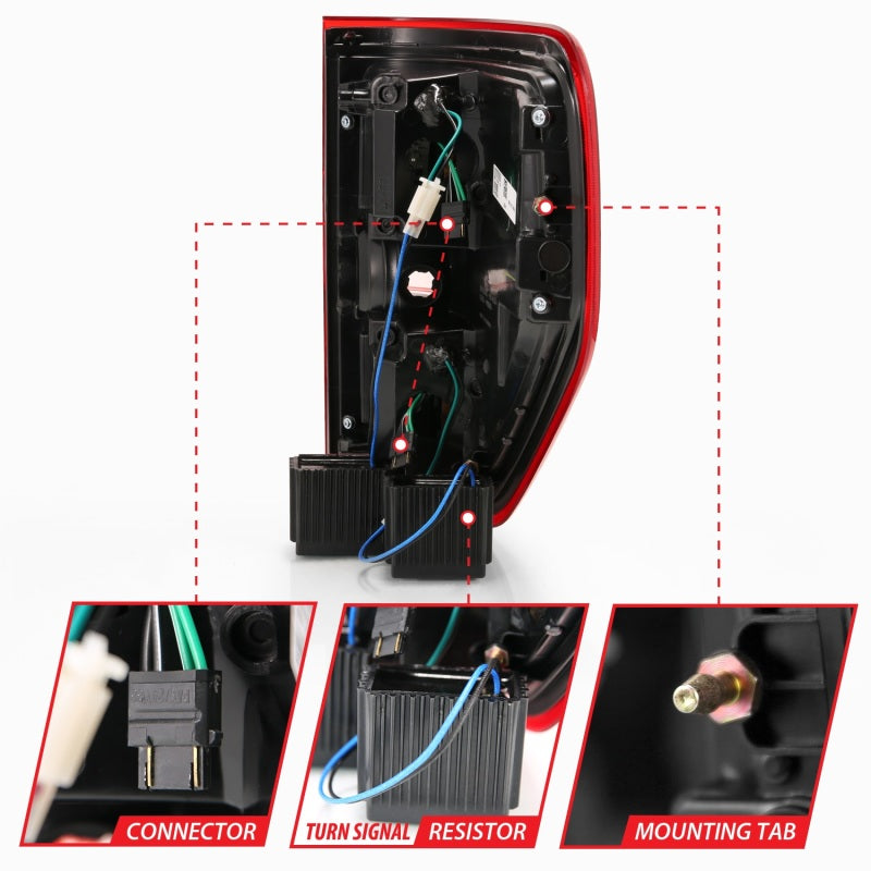 ANZO 2009-2013 Ford F-150 luces traseras LED rojo/transparente