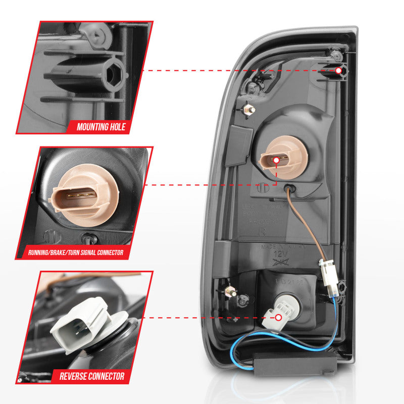 ANZO 2008-2016 Ford F-250 luces traseras LED con carcasa cromada y lentes ahumados (par)