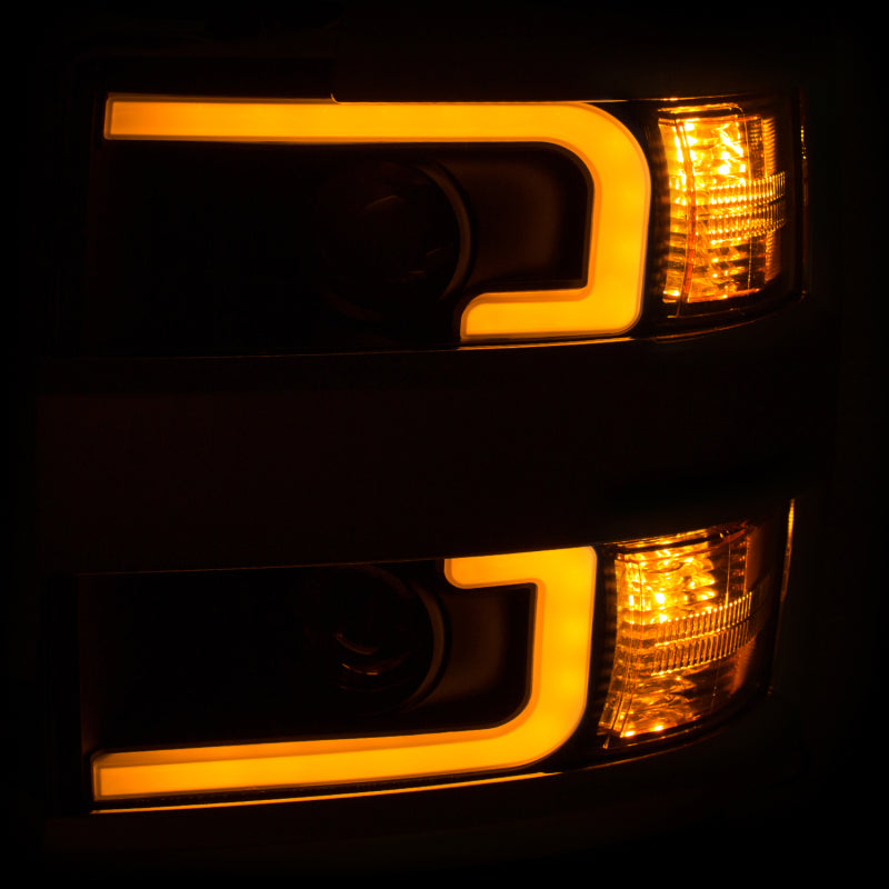 ANZO Faros delanteros proyectores 15-17 Chevrolet Silverado 2500HD / 3500HD negro con borde cromado
