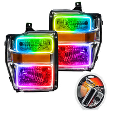 Cargar imagen en el visor de la galería, Oracle 08-10 Ford F250/350 Pre-Assembled Halo Headlights - Chrome Housing - ColorSHIFT SEE WARRANTY
