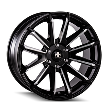 Cargar imagen en el visor de la galería, Mayhem 8109 Crossfire 20x9.5 / 6x139.7 BP / 18mm Offset / 106mm Hub Black w/ Milled Spokes Wheel
