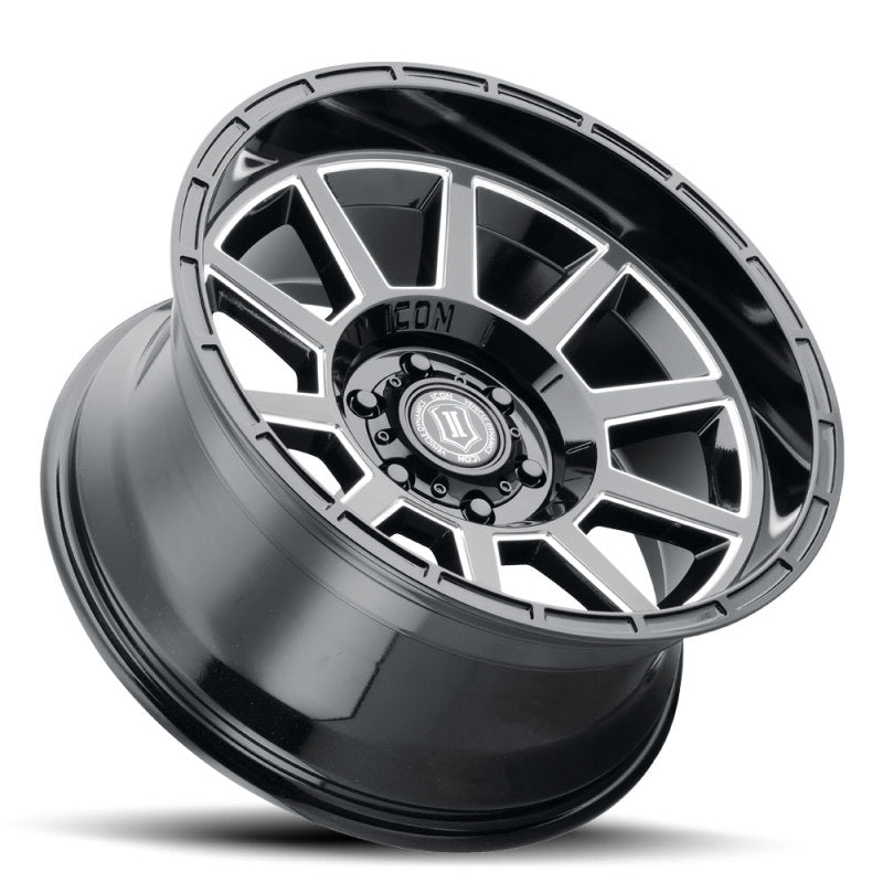 ICON Recoil 20x10 5x5 -24mm Offset 4.5in BS Rueda de radios fresados ​​en negro brillante