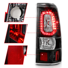 Cargar imagen en el visor de la galería, ANZO 1999-2002 Chevy Silverado 1500 luces traseras LED estilo tablón negro con lente transparente